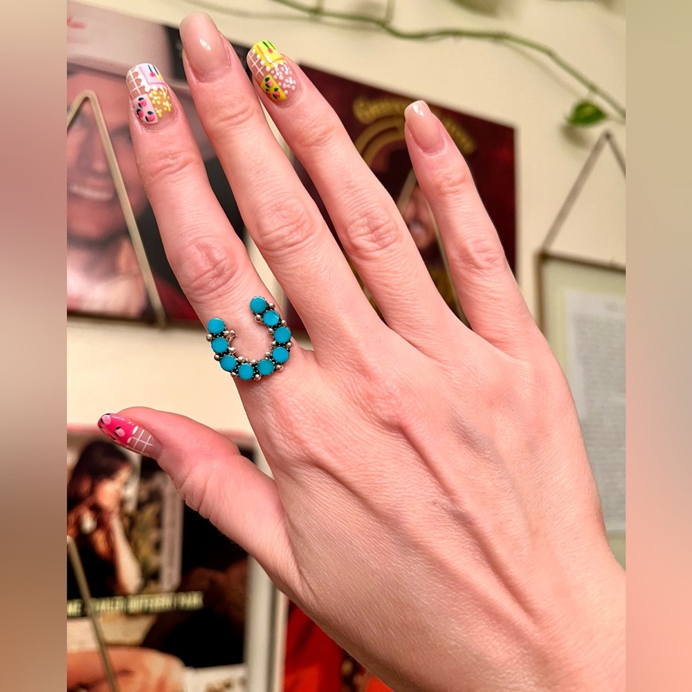 🩵 Turquoise Horseshoe Ring, Sterling Silver, Size 7, New with Original Blue Box - Picture 15 of 15